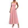 imagePRETTYGARDEN Womens Summer Dresses 2026 Sleeveless Elegant Square Neck Aline Swing Maxi Beach Wedding Guest Dress PocketsPink