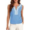 imagePRETTYGARDEN Womens Tank Tops 2026 Summer Causal V Neck Sleeveless Shirts Floral Print Embroidered Beach Vacation Boho TopLight Blue