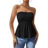 imagePRETTYGARDEN Womens Tube Tops Trendy 2026 Summer Casual Ruffle Hem Cute Tank Tops Going Out Strapless Shirts Vacation OutfitsBlack