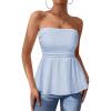 imagePRETTYGARDEN Womens Tube Tops Trendy 2026 Summer Casual Ruffle Hem Cute Tank Tops Going Out Strapless Shirts Vacation OutfitsLight Blue