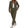 imagePRETTYGARDEN Womens Two Piece Sets Fall 2026 Long Sleeve Button Down Shacket Jacket Long Sweatpants Tracksuit Winter ClothesArmy Green