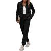 imagePRETTYGARDEN Womens Two Piece Sets Fall 2026 Long Sleeve Button Down Shacket Jacket Long Sweatpants Tracksuit Winter ClothesBlack