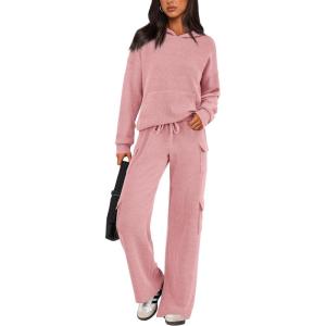 imagePRETTYGARDEN 2 Piece Sets for Women Fall 2026 Sweatsuits Outfits Lounge Matching Hoodie Set Travel Track Suits Winter ClothesLight Pink
