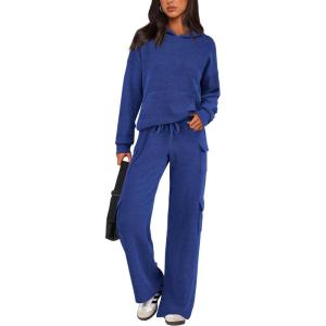 imagePRETTYGARDEN 2 Piece Sets for Women Fall 2026 Sweatsuits Outfits Lounge Matching Hoodie Set Travel Track Suits Winter ClothesRoyal Blue