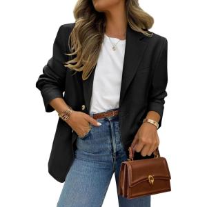imagePRETTYGARDEN 2026 Blazers for Women Business Casual Long Sleeve Lapel Open Front Suit Jacket Work Blazer with PocketsBlack