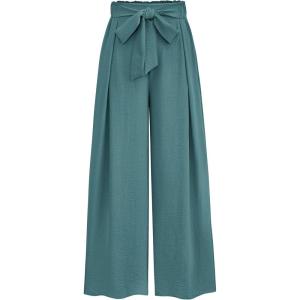 imagePRETTYGARDEN Womens Wide Leg Work Pants Business Casual High Waisted Loose Palazzo Trouser Summer ClothesSage Green