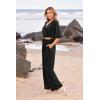 imagePRETTYGARDEN 2 Piece Outfits for Women Summer Casual Short Sleeve Wrap V Neck Crop Tops Wide Leg Pants Set