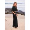 imagePRETTYGARDEN 2 Piece Outfits for Women Summer Casual Short Sleeve Wrap V Neck Crop Tops Wide Leg Pants Set