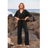 imagePRETTYGARDEN 2 Piece Outfits for Women Summer Casual Short Sleeve Wrap V Neck Crop Tops Wide Leg Pants Set
