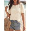 imagePRETTYGARDEN Embroidered Eyelet Tops for Women Summer Blouses Dressy Casual 2026 Spring Work Teacher Puff Short Sleeve ShirtsApricot