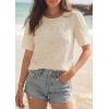 imagePRETTYGARDEN Embroidered Eyelet Tops for Women Summer Blouses Dressy Casual 2026 Spring Work Teacher Puff Short Sleeve ShirtsApricot