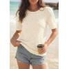 imagePRETTYGARDEN Embroidered Eyelet Tops for Women Summer Blouses Dressy Casual 2026 Spring Work Teacher Puff Short Sleeve ShirtsApricot