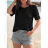 imagePRETTYGARDEN Embroidered Eyelet Tops for Women Summer Blouses Dressy Casual 2026 Spring Work Teacher Puff Short Sleeve ShirtsBlack