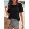 imagePRETTYGARDEN Embroidered Eyelet Tops for Women Summer Blouses Dressy Casual 2026 Spring Work Teacher Puff Short Sleeve ShirtsBlack