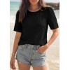 imagePRETTYGARDEN Embroidered Eyelet Tops for Women Summer Blouses Dressy Casual 2026 Spring Work Teacher Puff Short Sleeve ShirtsBlack