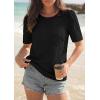imagePRETTYGARDEN Embroidered Eyelet Tops for Women Summer Blouses Dressy Casual 2026 Spring Work Teacher Puff Short Sleeve ShirtsBlack