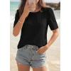 imagePRETTYGARDEN Embroidered Eyelet Tops for Women Summer Blouses Dressy Casual 2026 Spring Work Teacher Puff Short Sleeve ShirtsBlack