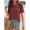 imagePRETTYGARDEN Embroidered Eyelet Tops for Women Summer Blouses Dressy Casual 2026 Spring Work Teacher Puff Short Sleeve ShirtsBrown Red