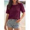 imagePRETTYGARDEN Embroidered Eyelet Tops for Women Summer Blouses Dressy Casual 2026 Spring Work Teacher Puff Short Sleeve ShirtsBurgundy