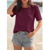 imagePRETTYGARDEN Embroidered Eyelet Tops for Women Summer Blouses Dressy Casual 2026 Spring Work Teacher Puff Short Sleeve ShirtsBurgundy