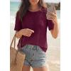 imagePRETTYGARDEN Embroidered Eyelet Tops for Women Summer Blouses Dressy Casual 2026 Spring Work Teacher Puff Short Sleeve ShirtsBurgundy