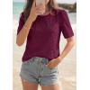 imagePRETTYGARDEN Embroidered Eyelet Tops for Women Summer Blouses Dressy Casual 2026 Spring Work Teacher Puff Short Sleeve ShirtsBurgundy