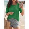 imagePRETTYGARDEN Embroidered Eyelet Tops for Women Summer Blouses Dressy Casual 2026 Spring Work Teacher Puff Short Sleeve ShirtsGreen
