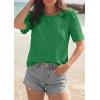imagePRETTYGARDEN Embroidered Eyelet Tops for Women Summer Blouses Dressy Casual 2026 Spring Work Teacher Puff Short Sleeve ShirtsGreen