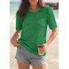 imagePRETTYGARDEN Embroidered Eyelet Tops for Women Summer Blouses Dressy Casual 2026 Spring Work Teacher Puff Short Sleeve ShirtsGreen