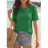 imagePRETTYGARDEN Embroidered Eyelet Tops for Women Summer Blouses Dressy Casual 2026 Spring Work Teacher Puff Short Sleeve ShirtsGreen