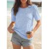 imagePRETTYGARDEN Embroidered Eyelet Tops for Women Summer Blouses Dressy Casual 2026 Spring Work Teacher Puff Short Sleeve ShirtsLight Blue
