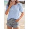 imagePRETTYGARDEN Embroidered Eyelet Tops for Women Summer Blouses Dressy Casual 2026 Spring Work Teacher Puff Short Sleeve ShirtsLight Blue