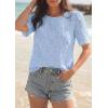 imagePRETTYGARDEN Embroidered Eyelet Tops for Women Summer Blouses Dressy Casual 2026 Spring Work Teacher Puff Short Sleeve ShirtsLight Blue