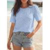 imagePRETTYGARDEN Embroidered Eyelet Tops for Women Summer Blouses Dressy Casual 2026 Spring Work Teacher Puff Short Sleeve ShirtsLight Blue