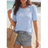 imagePRETTYGARDEN Embroidered Eyelet Tops for Women Summer Blouses Dressy Casual 2026 Spring Work Teacher Puff Short Sleeve ShirtsLight Blue