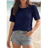 imagePRETTYGARDEN Embroidered Eyelet Tops for Women Summer Blouses Dressy Casual 2026 Spring Work Teacher Puff Short Sleeve ShirtsNavy Blue