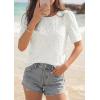 imagePRETTYGARDEN Embroidered Eyelet Tops for Women Summer Blouses Dressy Casual 2026 Spring Work Teacher Puff Short Sleeve ShirtsWhite