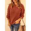 imagePRETTYGARDEN Fall Sweaters for Women 2026 Fashion Long Sleeve Casual Ribbed Knit Winter Clothes Pullover Jumper TopsRust Red
