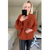 imagePRETTYGARDEN Fall Sweaters for Women 2026 Fashion Long Sleeve Casual Ribbed Knit Winter Clothes Pullover Jumper TopsRust Red