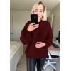 imagePRETTYGARDEN Fall Sweaters for Women 2026 Fashion Long Sleeve Casual Ribbed Knit Winter Clothes Pullover Jumper TopsWine Red