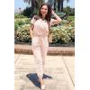 imagePRETTYGARDEN Jumpsuits for Women 2026 Spring Summer Casual Dressy Short Sleeve Romper Airport Vacation Travel OutfitsBeige