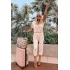 imagePRETTYGARDEN Jumpsuits for Women 2026 Spring Summer Casual Dressy Short Sleeve Romper Airport Vacation Travel OutfitsBeige