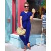 imagePRETTYGARDEN Jumpsuits for Women 2026 Spring Summer Casual Dressy Short Sleeve Romper Airport Vacation Travel OutfitsBlue