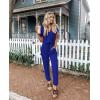 imagePRETTYGARDEN Jumpsuits for Women 2026 Spring Summer Casual Dressy Short Sleeve Romper Airport Vacation Travel OutfitsBlue