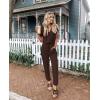 imagePRETTYGARDEN Jumpsuits for Women 2026 Spring Summer Casual Dressy Short Sleeve Romper Airport Vacation Travel OutfitsCoffee