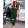 imagePRETTYGARDEN Jumpsuits for Women 2026 Spring Summer Casual Dressy Short Sleeve Romper Airport Vacation Travel OutfitsDark Green