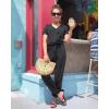 imagePRETTYGARDEN Jumpsuits for Women 2026 Spring Summer Casual Dressy Short Sleeve Romper Airport Vacation Travel OutfitsDark Grey