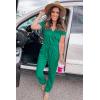 imagePRETTYGARDEN Jumpsuits for Women 2026 Spring Summer Casual Dressy Short Sleeve Romper Airport Vacation Travel OutfitsGreen