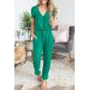 imagePRETTYGARDEN Jumpsuits for Women 2026 Spring Summer Casual Dressy Short Sleeve Romper Airport Vacation Travel OutfitsGreen