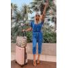 imagePRETTYGARDEN Jumpsuits for Women 2026 Spring Summer Casual Dressy Short Sleeve Romper Airport Vacation Travel OutfitsGrey Blue